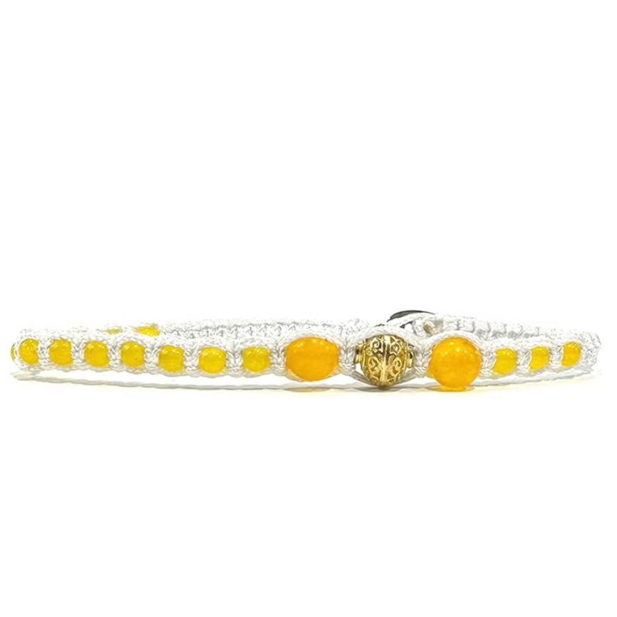 Samsara Cavigliera tibetana Shamballa con pietre - AGATA GIALLA FILO BIANCO | Scopri su Clorophilla Shop