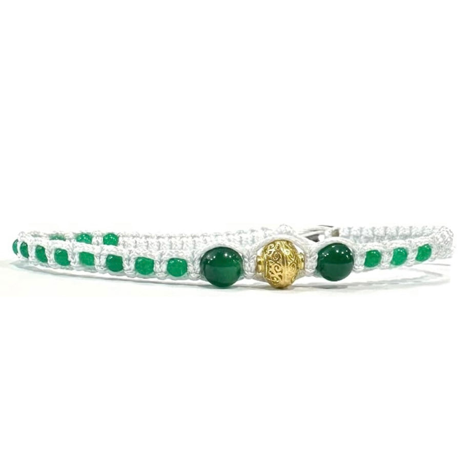 Samsara Cavigliera tibetana Shamballa con pietre - AGATA VERDE FILO BIANCO | Scopri su Clorophilla Shop