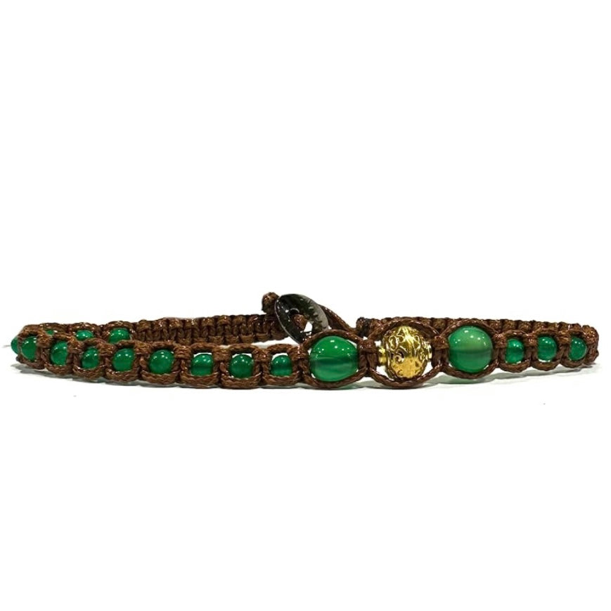 Samsara Cavigliera tibetana Shamballa con pietre - AGATA VERDE FILO MARRONE | Scopri su Clorophilla Shop