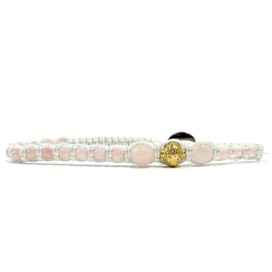 Samsara Cavigliera tibetana Shamballa con pietre - QUARZO ROSA FILO BIANCO | Scopri su Clorophilla Shop