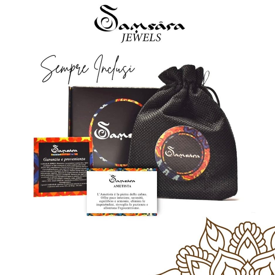 Samsara Cavigliera tibetana Shamballa con pietre - AGATA VERDE STRIATA FILO MARRONE | Scopri su Clorophilla Shop