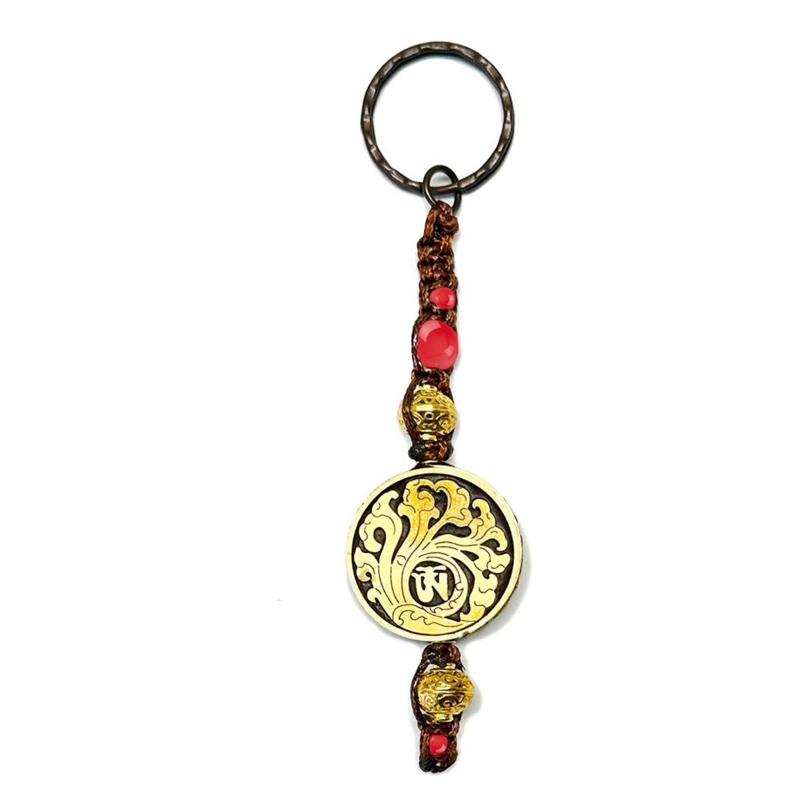 Samsara Portachiavi Tibetano artigianale in Agata Rossa e ottone - Energia positiva e protezione | Scopri su Clorophilla Shop