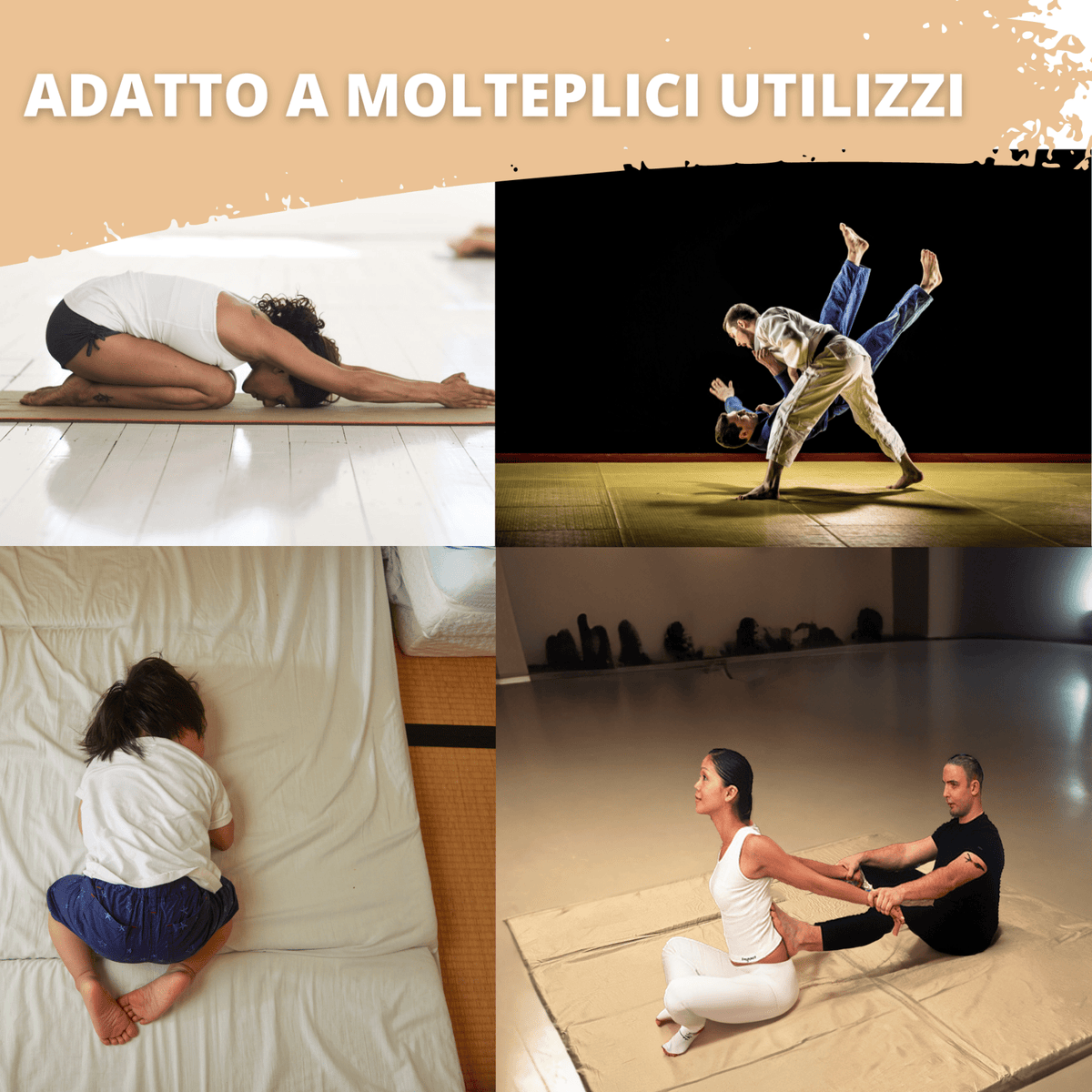 Tatami Tappetino artigianale per Operatori Yoga, Shiatsu, Reiki, e Thai massage - Futon Lavabile e Sfoderabile made in Italy