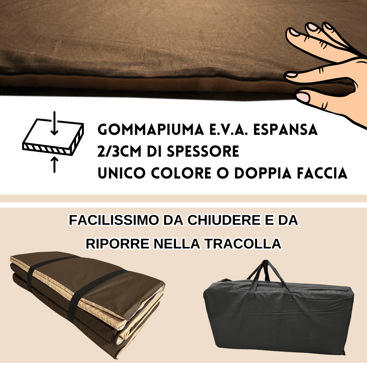 Tatami Tappetino artigianale per Operatori Yoga, Shiatsu, Reiki, e Thai massage - Futon Lavabile e Sfoderabile made in Italy