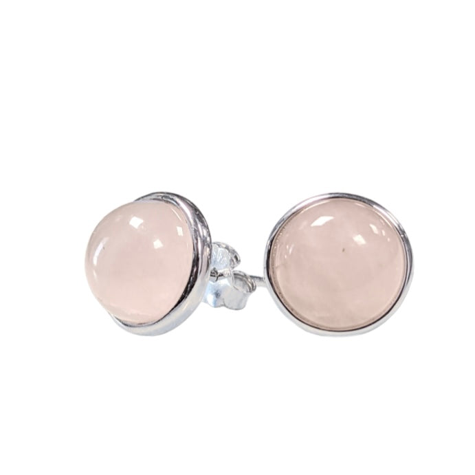 Orecchini in argento 925 con pietra Quarzo Rosa - 8mm | Scopri su Clorophilla Shop