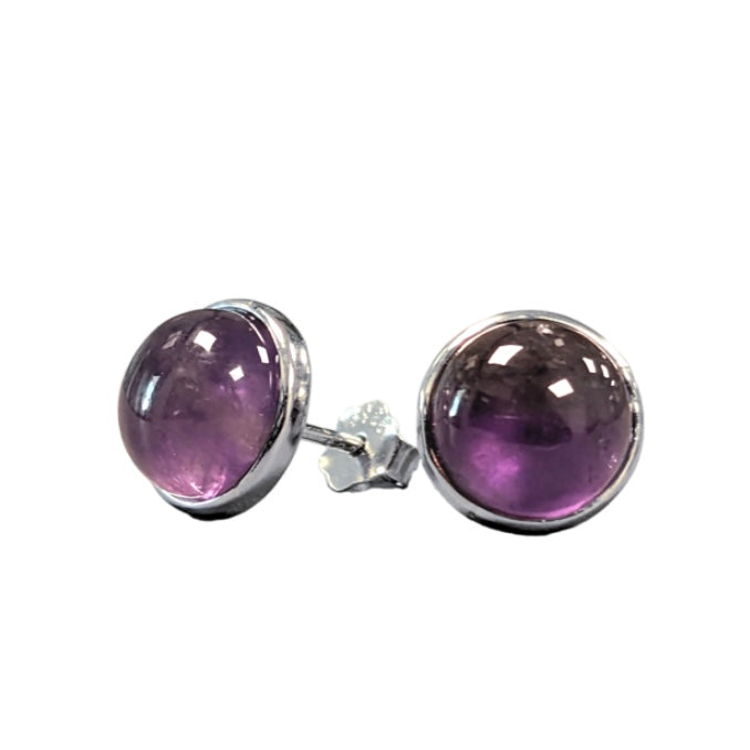 Orecchini in argento 925 con pietra Ametista - 8mm | Scopri su Clorophilla Shop