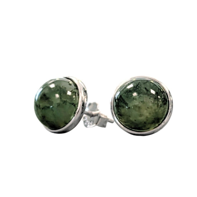 Orecchini in argento 925 con pietra Agata muschiata - 8mm | Scopri su Clorophilla Shop