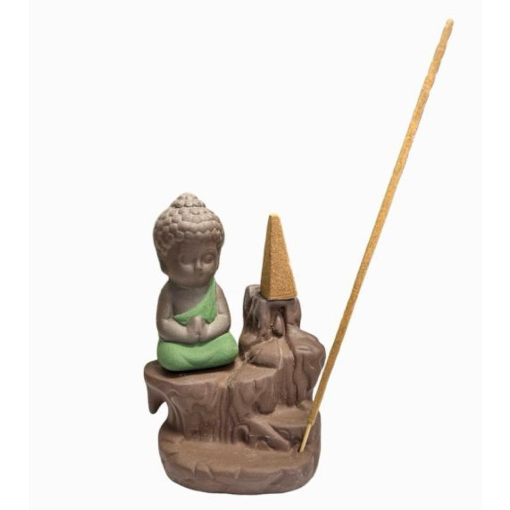 Bruciaincenso a cascata Buddha in Ceramica per Incenso in coni e bastoncini - Diverse colorazioni | Scopri su Clorophilla Shop