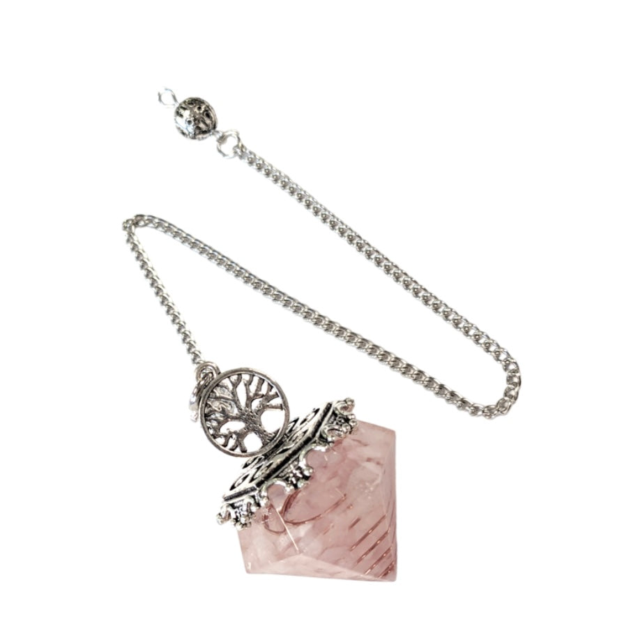 Pendolo Orgonite in Quarzo rosa con albero della vita | Scopri su Clorophilla Shop