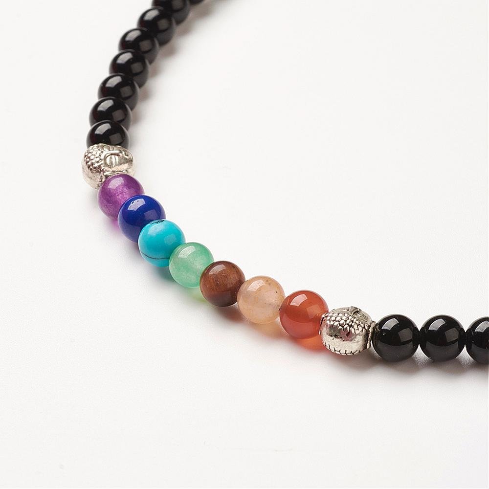 Mala Tibetana in Agata Nera con chakra – Protezione e Radicamento - Clorophilla Shop