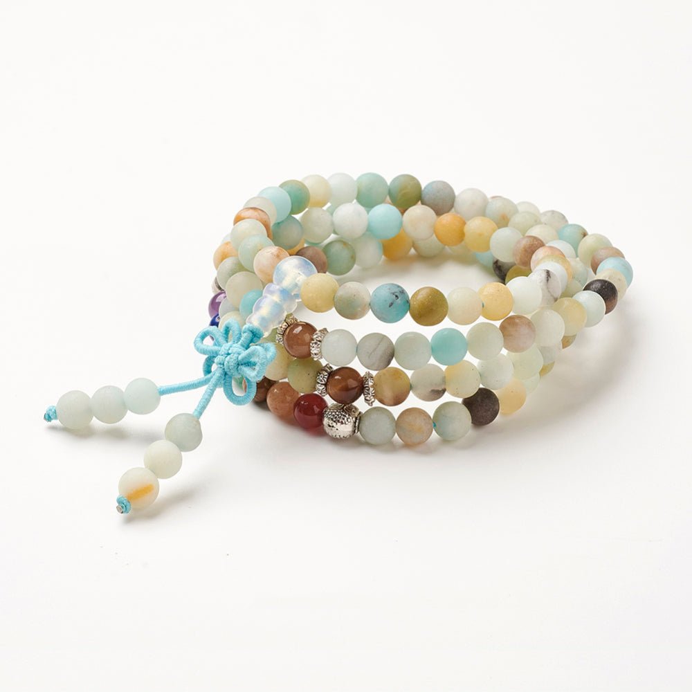 Mala Tibetana in Amazzonite Naturale – Calma e Comunicazione - Clorophilla Shop