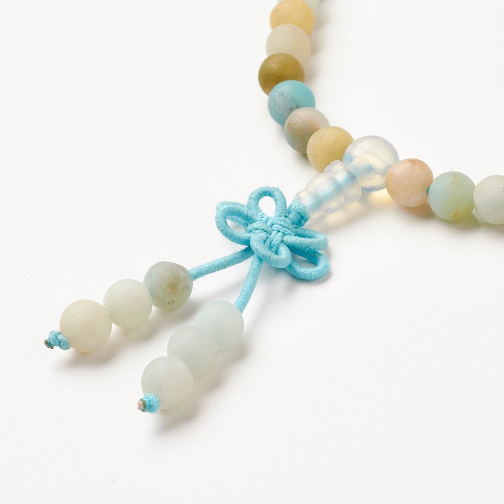 Mala Tibetana in Amazzonite Naturale – Calma e Comunicazione - Clorophilla Shop