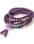 Mala Tibetana in Ametista con Chakra - Collana Rosario - Clorophilla Shop
