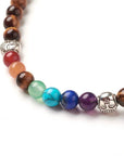 Mala Tibetana in Occhio di Tigre con Chakra - Collana Rosario - Clorophilla Shop