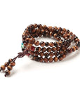 Mala Tibetana in Occhio di Tigre con Chakra - Collana Rosario - Clorophilla Shop