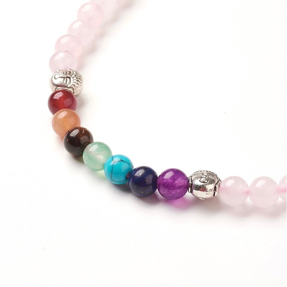 Mala Tibetana in Quarzo rosa con Chakra - Collana Rosario - Clorophilla Shop