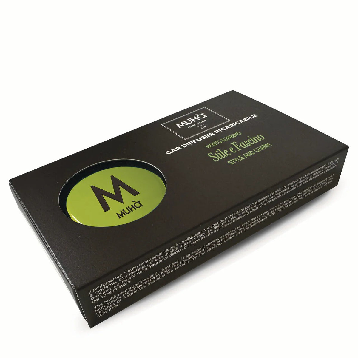 MUHÀ Car Diffuser ricaricabile Mosto Supremo - Profumatore d'auto Stile e Fascino - Clorophilla Shop