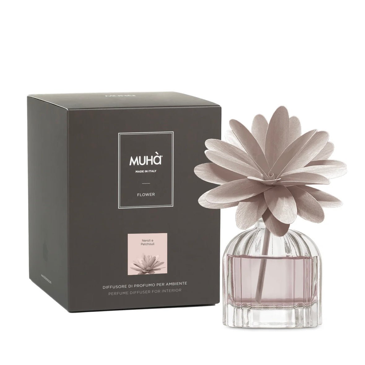 MUHÀ Flower Diffuser Profumatore d'ambiente con fiore - Neroli e Patchouli - Clorophilla Shop