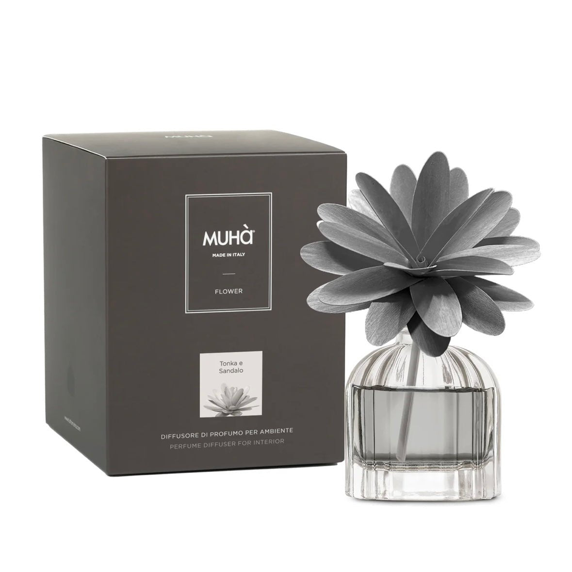 MUHÀ Flower Diffuser Tonka e Sandalo - Profumatore d'ambiente con fiore - Vari formati - Clorophilla Shop