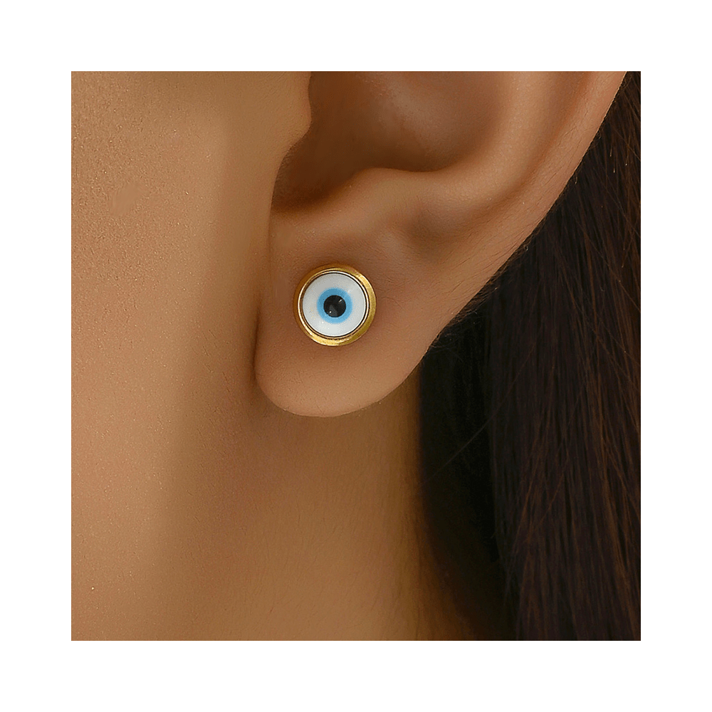 Orecchini amuleto Nazar in acciaio inox con placcatura oro 18K - Occhio di Diavolo - Clorophilla Shop