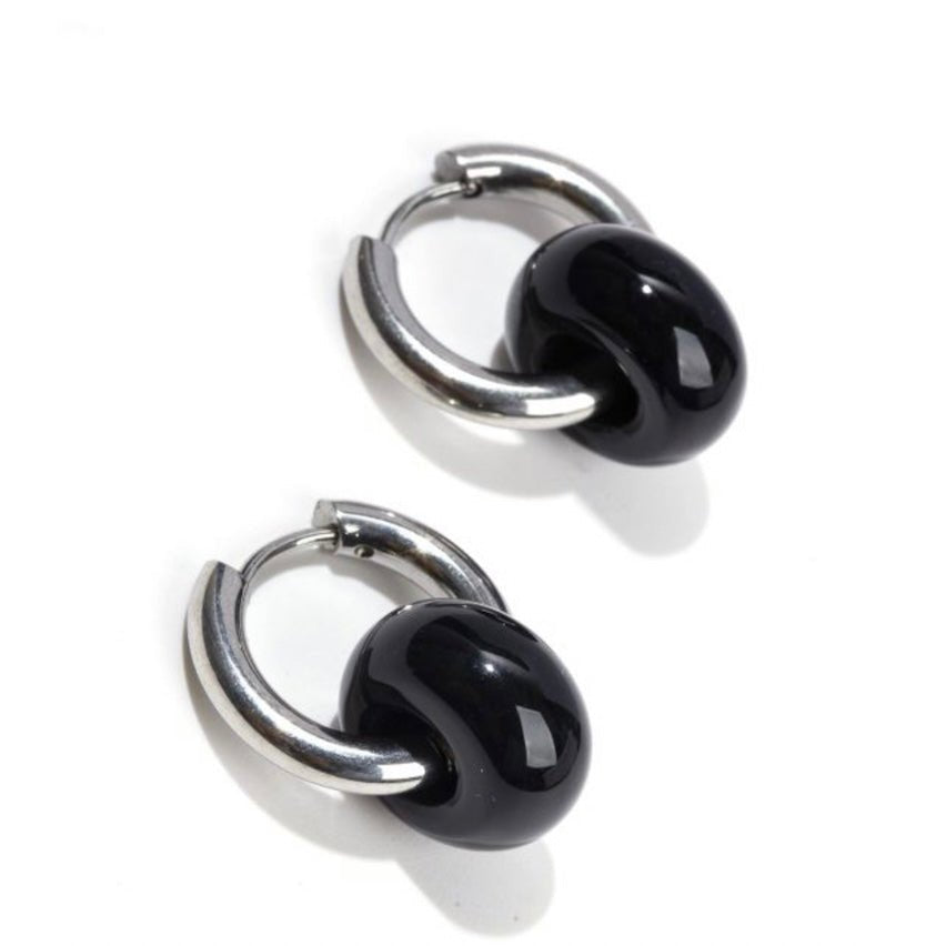 Orecchini Hope Silver in Onice nero - Acciaio inossidabile - Clorophilla Shop