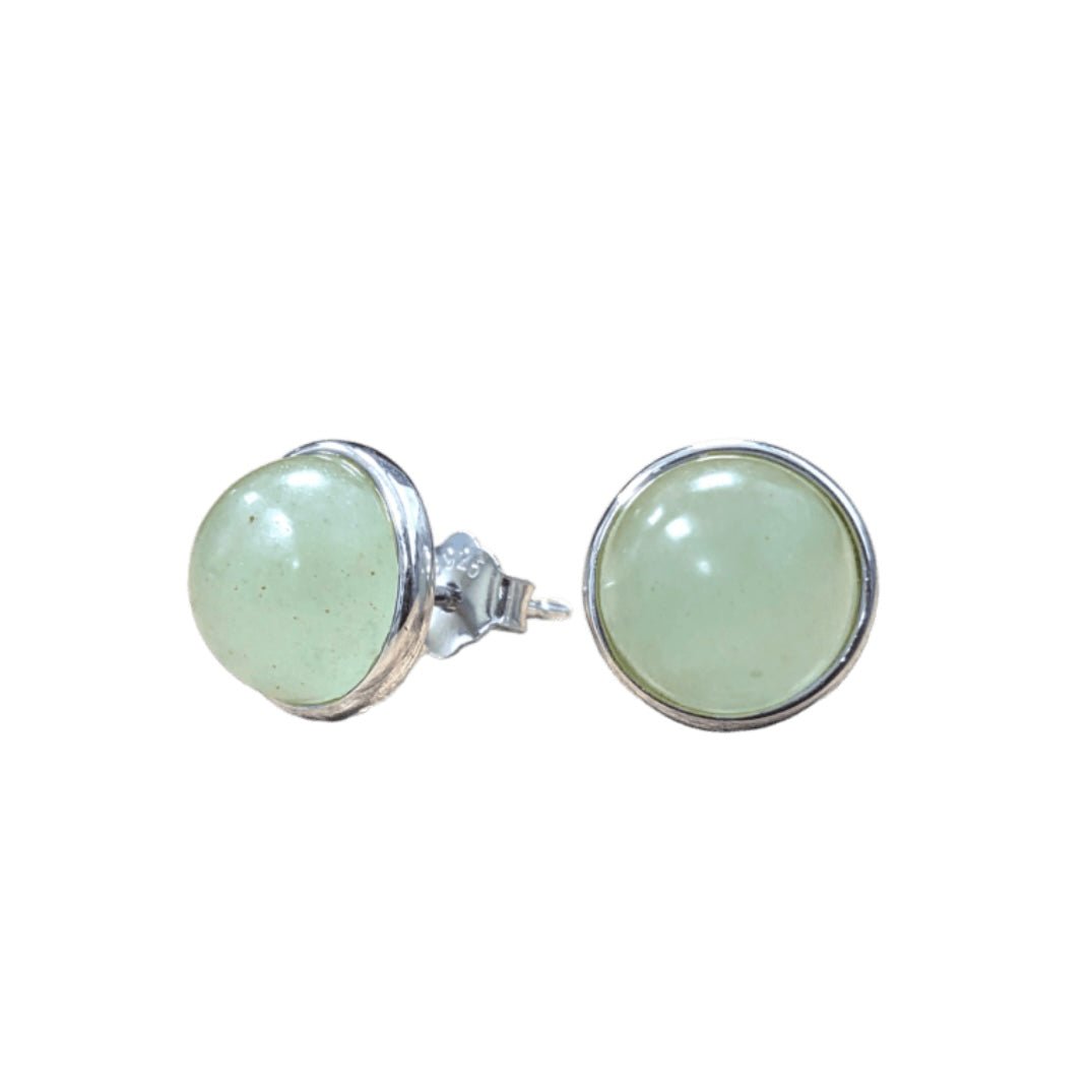 Orecchini in argento 925 con pietra Avventurina verde - 8mm - Clorophilla Shop