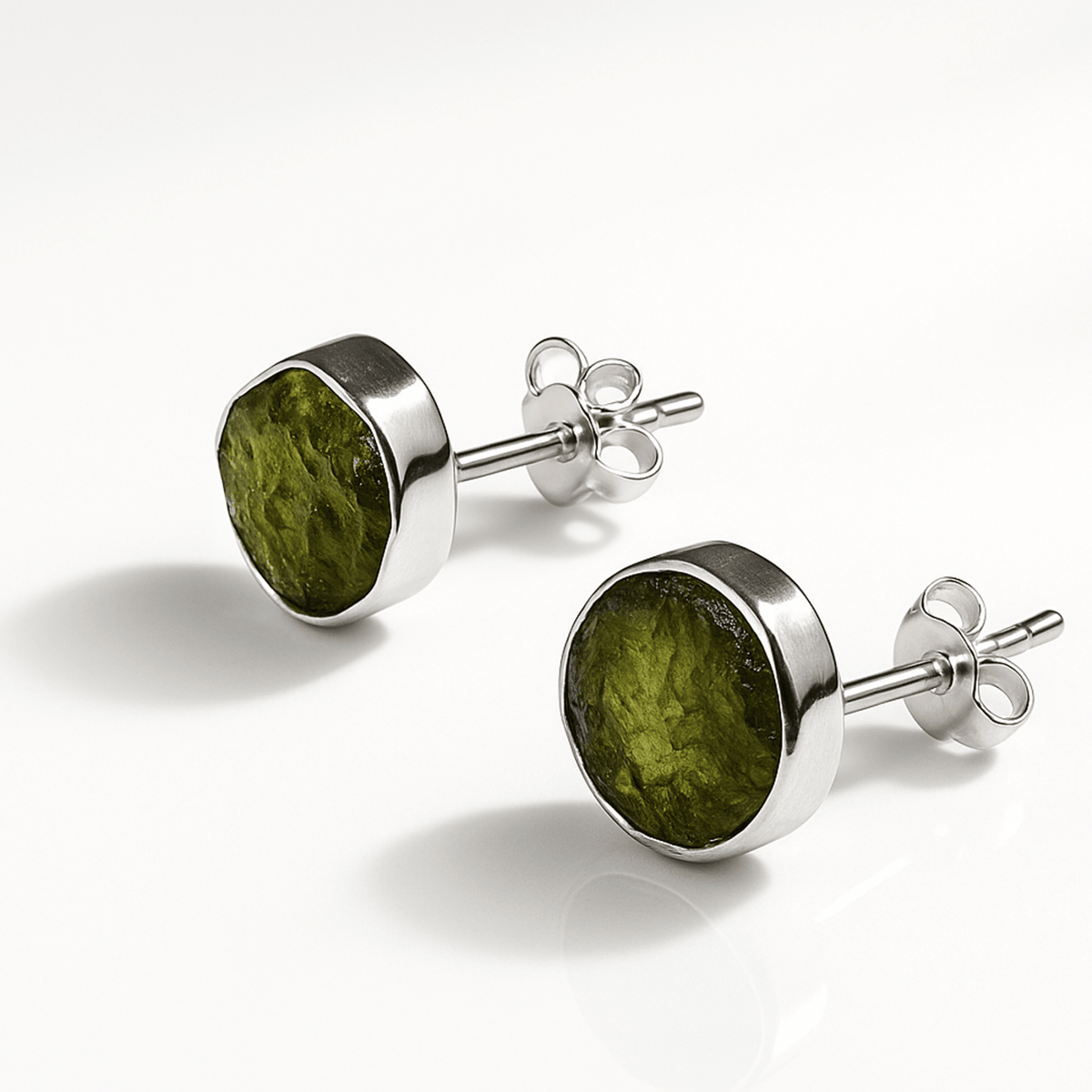 ORECCHINI IN MOLDAVITE in argento 925 - corredo e garanzia - Clorophilla Shop