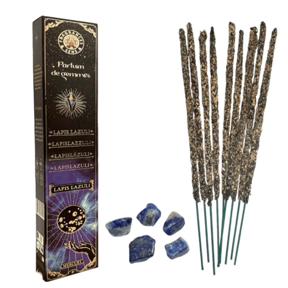 Parfum de gemmes Incenso in bastoncini e frammenti di pietra naturale in scaglie - Lapislazzuli - Clorophilla Shop