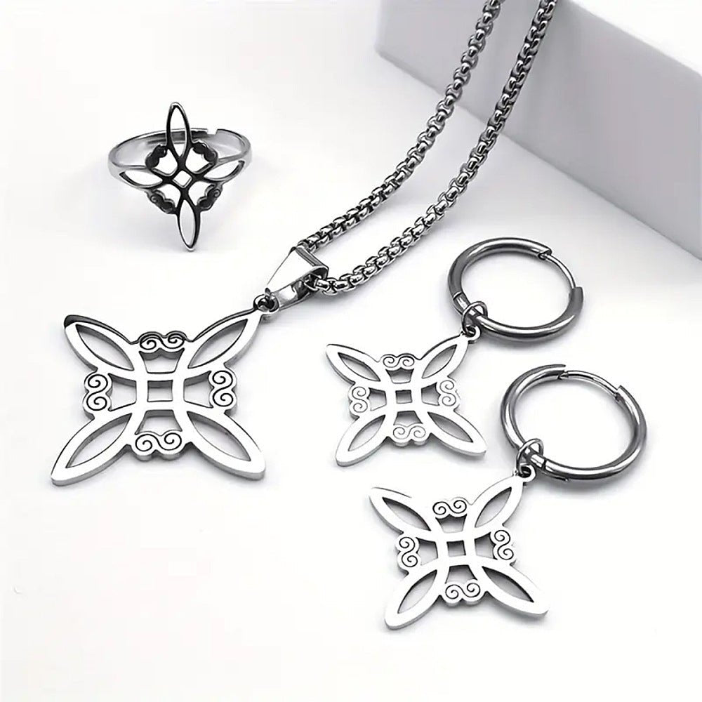 Parure Nodo della Strega in Acciaio – Protezione e Forza Interiore - Clorophilla Shop