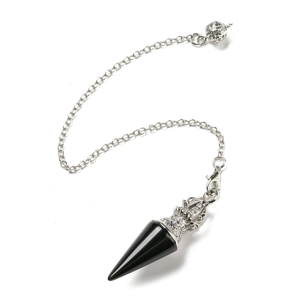 Pendolo in Ossidiana nera corona - Forza protettiva e armonia energetica - Clorophilla Shop