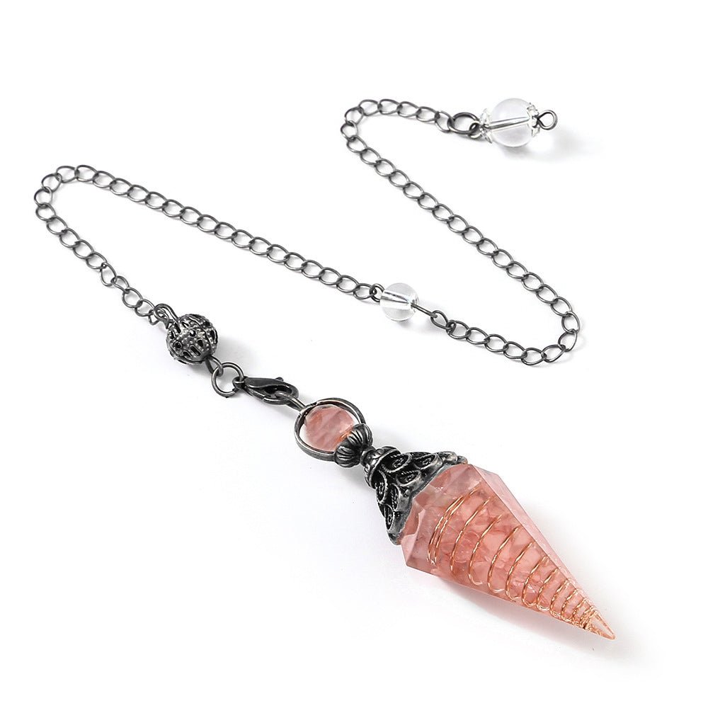Pendolo orgonite in Quarzo fragola - Equilibrio emotivo - Clorophilla Shop