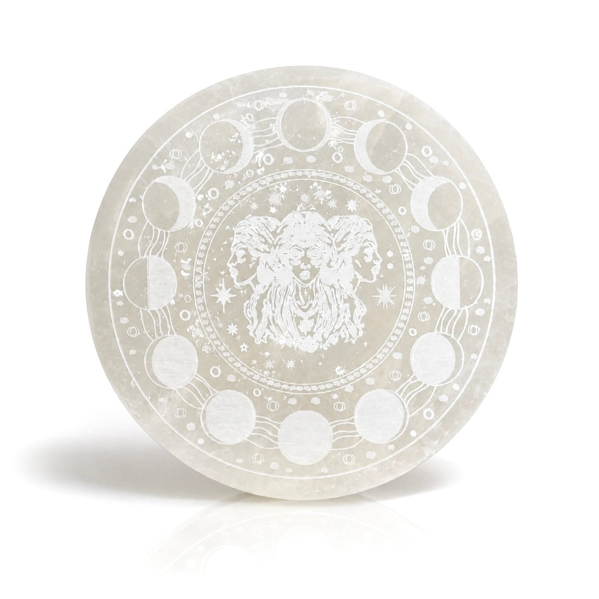 PIATTO IN SELENITE FASI LUNARI - Ricarica cristalli - Clorophilla Shop