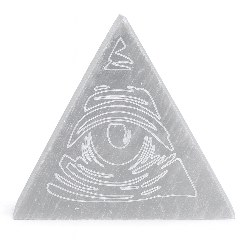 PIRAMIDE IN SELENITE TERZO OCCHIO - Consapevolezza e intuizione - Clorophilla Shop
