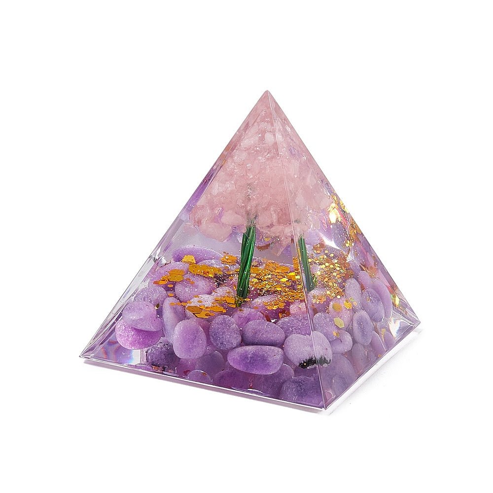 Piramide orgonica con lamina oro - Ametista - Clorophilla Shop