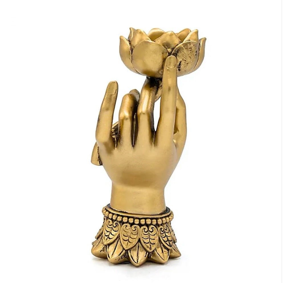 PORTACANDELA VARADA MUDRA CON LOTO - Compassione, crescita e purezza - Clorophilla Shop