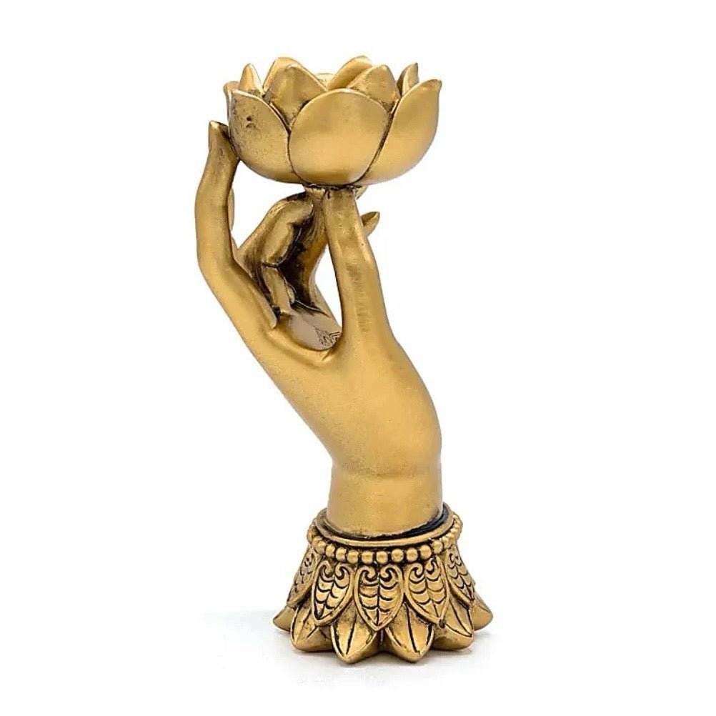 PORTACANDELA VARADA MUDRA CON LOTO - Compassione, crescita e purezza - Clorophilla Shop