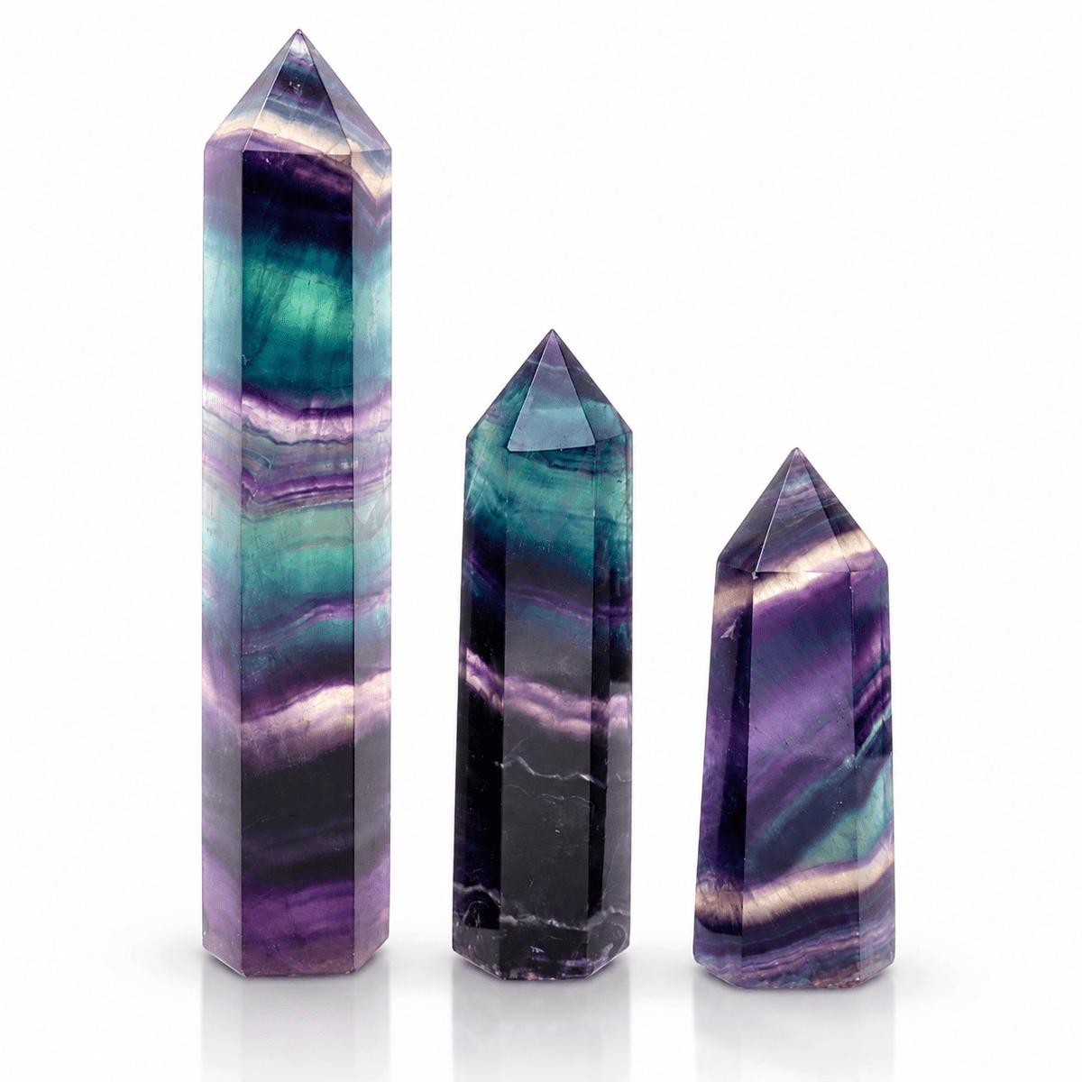 Punta di Fluorite Arcobaleno Lucidante e Riequilibrante 7-13cm - Clorophilla Shop