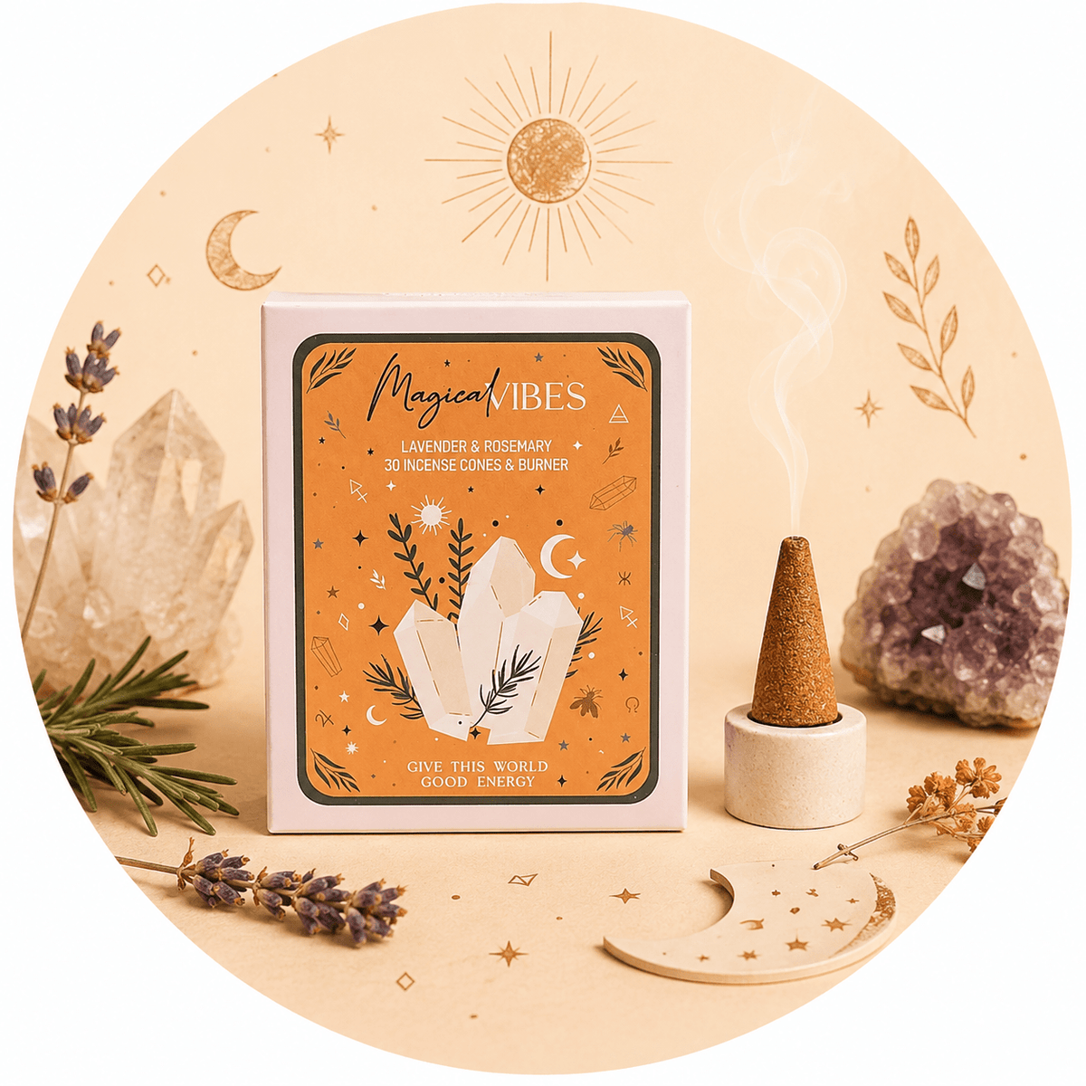 PUREWORKS INCENSO IN CONI LAVANDA E ROSMARINO - Vibrazioni magiche - Clorophilla Shop