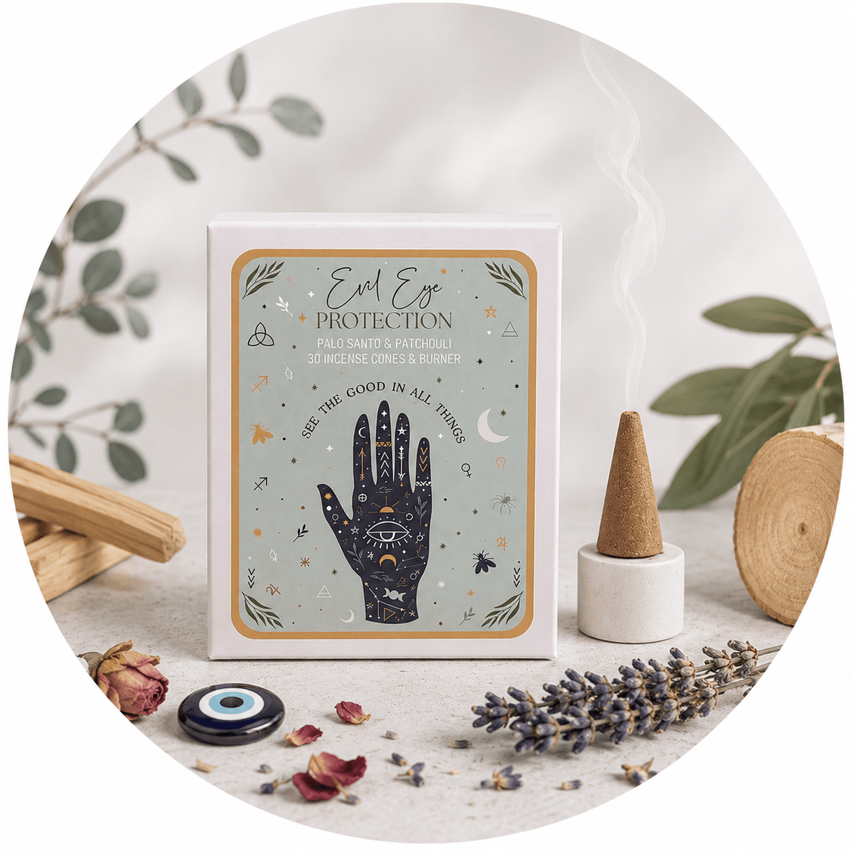 PUREWORKS INCENSO IN CONI PALO SANTO E PATCHOULI - Protezione Malocchio - Clorophilla Shop