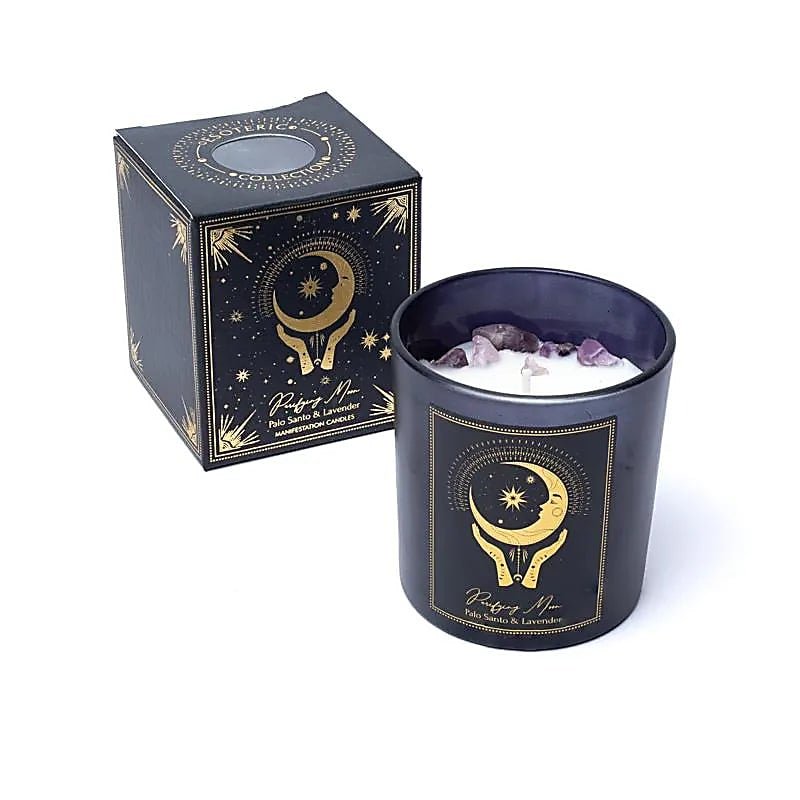 Purifying Moon Candela con pietre di Ametista - Palo santo e Lavanda - Clorophilla Shop