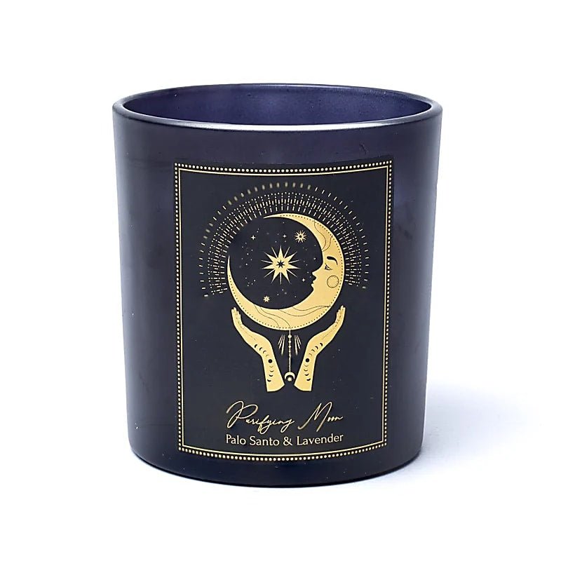 Purifying Moon Candela con pietre di Ametista - Palo santo e Lavanda - Clorophilla Shop