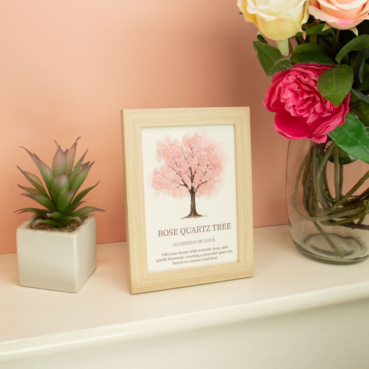 QUADRO CON ALBERO DELLA VITA IN QUARZO ROSA - Guardiano dell'amore - Clorophilla Shop