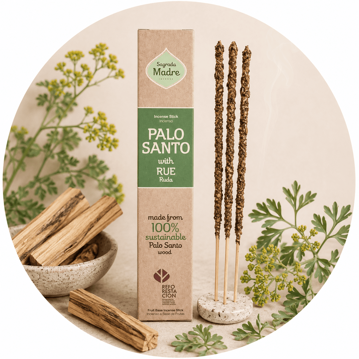 SAGRADA MADRE INCENSO LINEA PALO SANTO - Palo santo e Ruda - Clorophilla Shop
