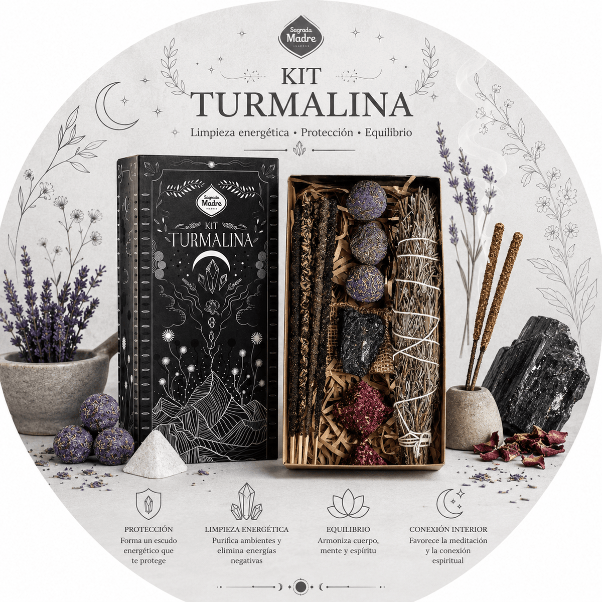 SAGRADA MADRE KIT INCENSO - Tormalina nera - Clorophilla Shop