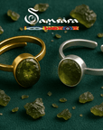 Samsara - Anello Moldavite in argento 925 naturale con garanzia, regolabile - Clorophilla Shop