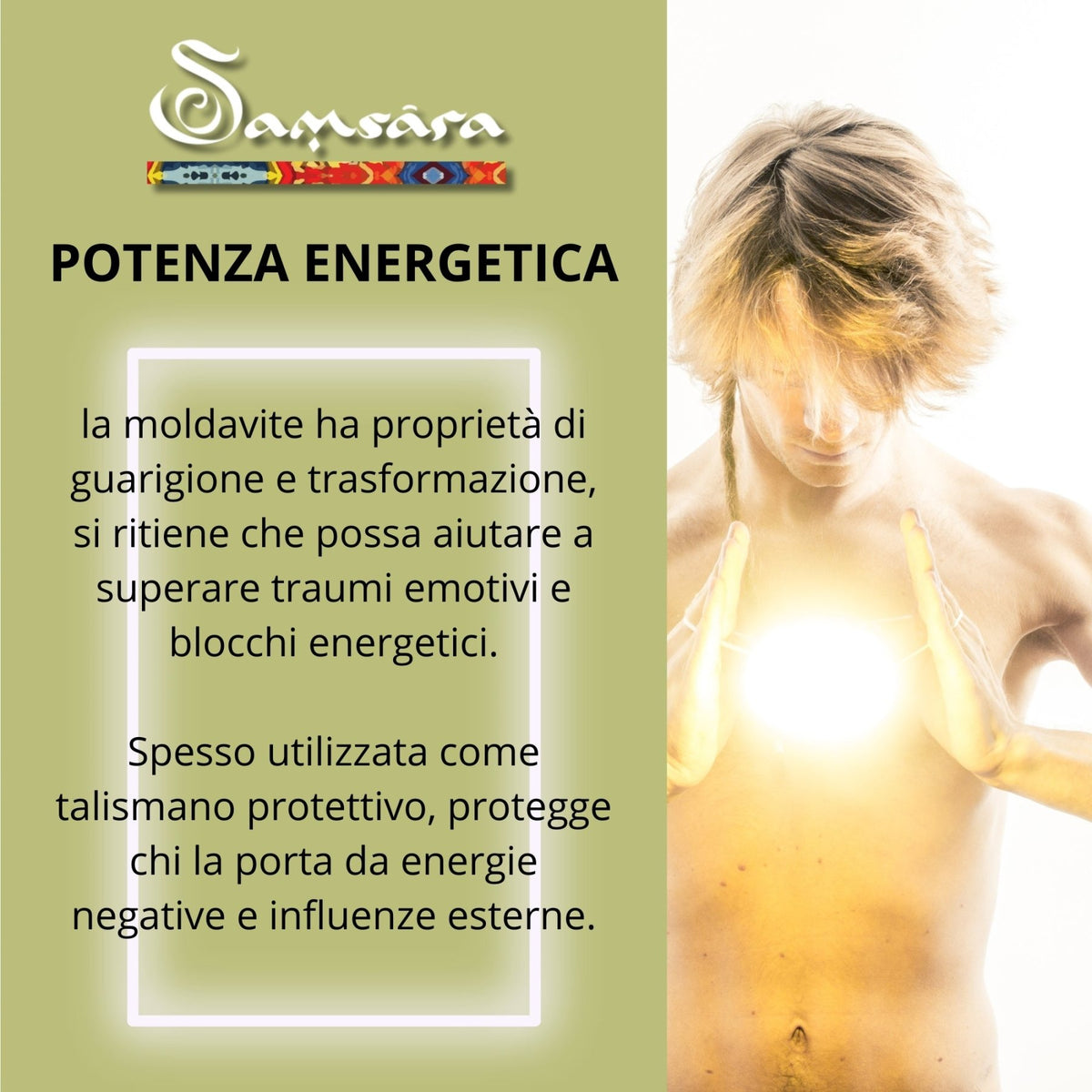 Samsara - Anello Moldavite in argento 925 naturale con garanzia, regolabile - Clorophilla Shop