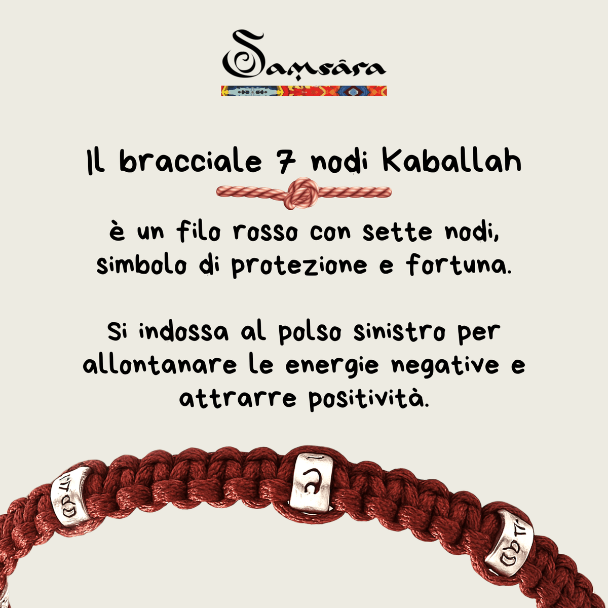 SAMSARA BRACCIALE 7 NODI IN ARGENTO - Fortuna e protezione - Clorophilla Shop