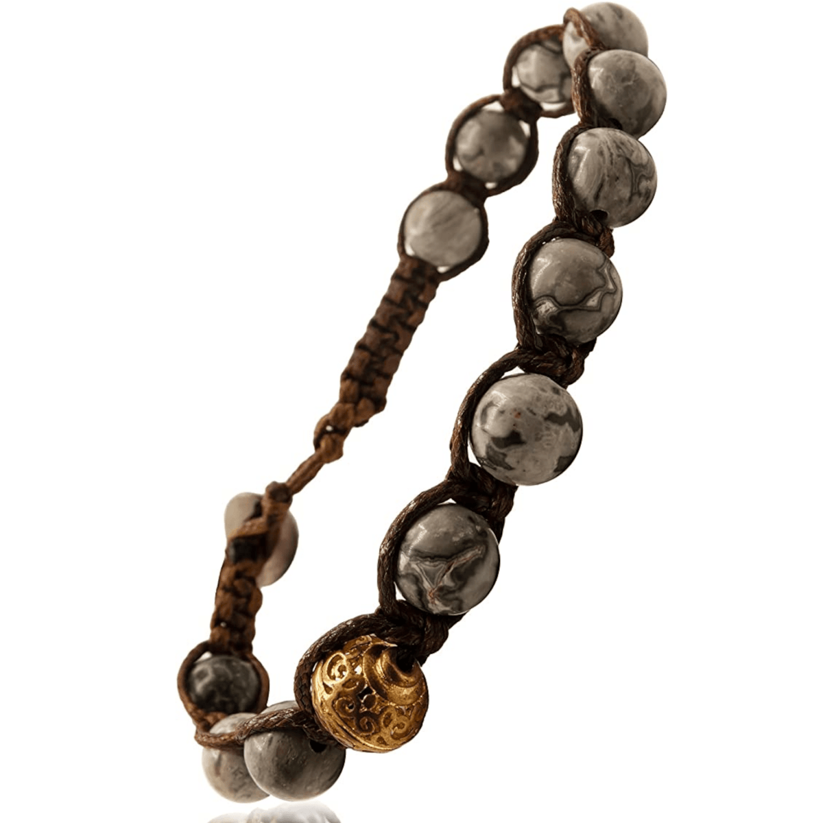 SAMSARA BRACCIALE TIBETANO IN AGATA FOSSILE - Equilibrio profondo, radici e forza interiore - Clorophilla Shop
