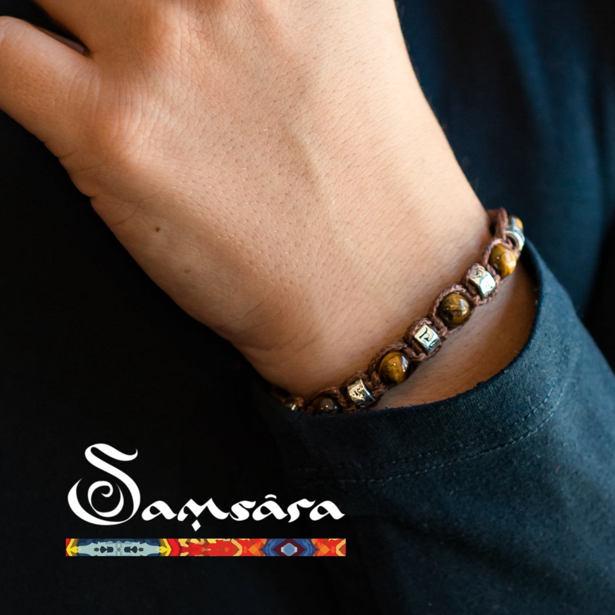 SAMSARA BRACCIALE TIBETANO IN LAPISLAZZULI E ARGENTO 925 - Saggezza, verità e intuizione - Clorophilla Shop