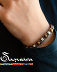 SAMSARA BRACCIALE TIBETANO IN LAPISLAZZULI E ARGENTO 925 - Saggezza, verità e intuizione - Clorophilla Shop